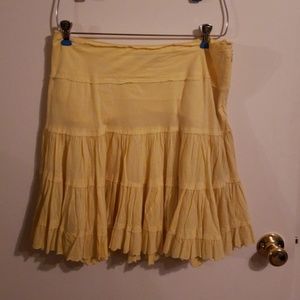 Bright Yellow Tiered Hippie Skirt, Chaudry Flounce Skirt M
